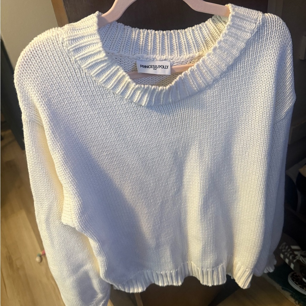 Princess Polly Cream Crew Neck Sweater